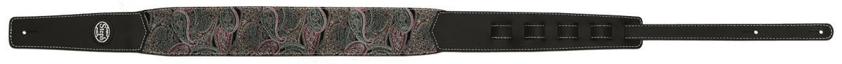 Steph Accessories Multi coloured paisley padded 6mm foam core, cow split ends, and natural suede back Steph patch logo 8cm wide - Black