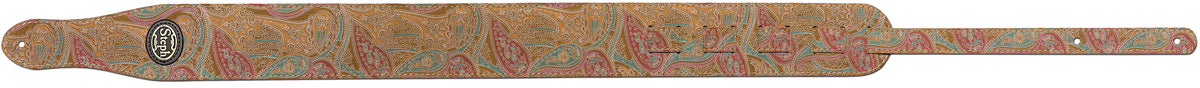 Steph Accessories Paisley Guitar strap, Cognac.