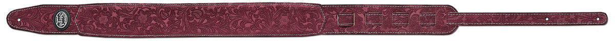 Steph Accessories Soft padded country style embossed suede top, 6 mm foam core, suede back, 7 cm wide strap - Wine
