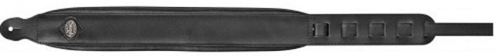 Steph Accessories Soft Padded Split leather top, 10 mm H-D foam core, distressed leather pad, Pewter Logo, 8 cm wide strap - Black
