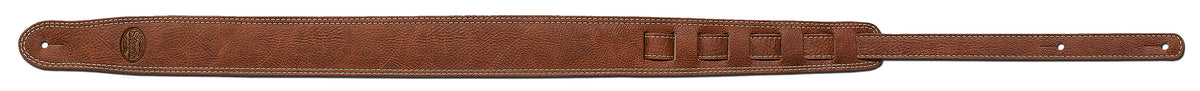 Steph Accessories Soft , thick cowhide pull up strap leather top, suede back, dual contrast stitch, 5,5 cm wide - Cognac