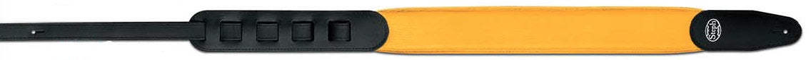 Steph Accessories SoftPadded soft cowhide pad, 6 mm foam core, suede back black leather ends, 7 cm wide strap - Yellow