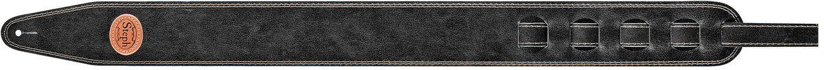 Steph Accessories Thick antique leather strap, contrast stitch, 7 cm wide - Black