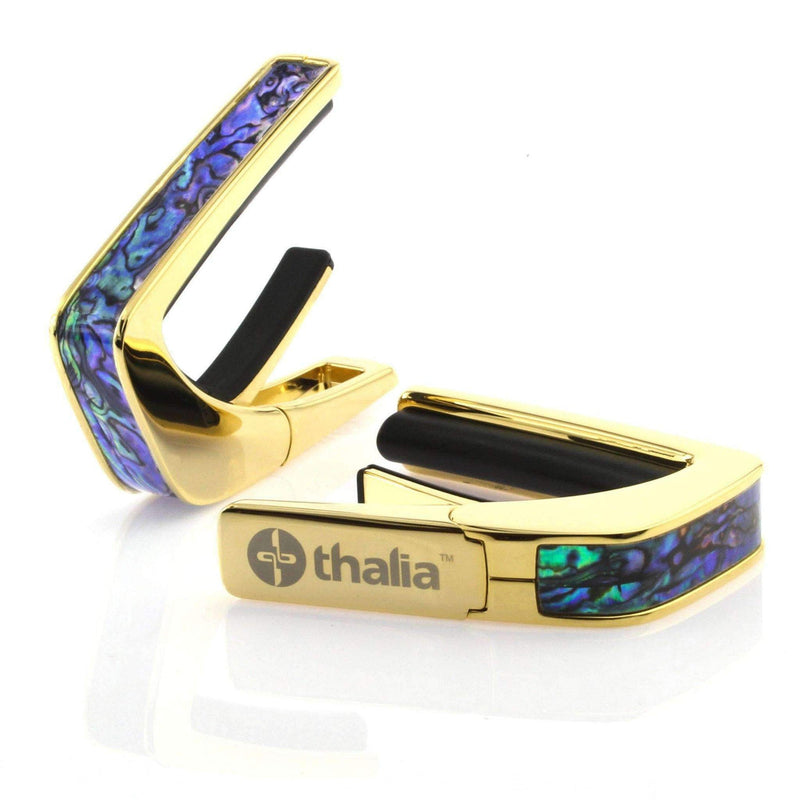 Thalia Blue Abalone Exotic Shell Capo in 24K Gold