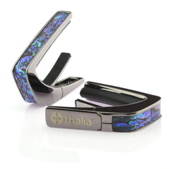 Thalia Blue Abalone Exotic Shell Capo in Black Chrome