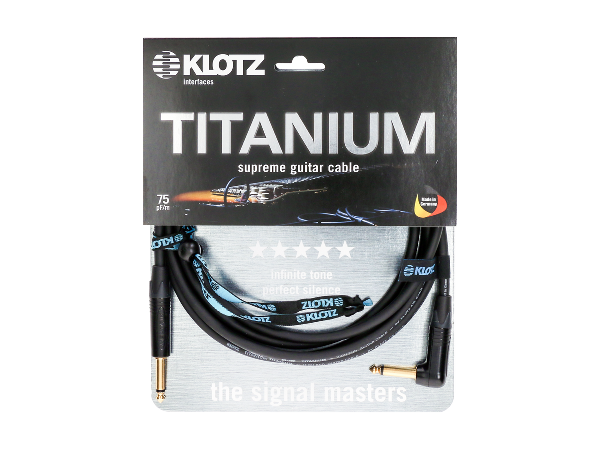 Klotz Titanium Instr. Cable 3m  Jack 2p.- Jack 2p. angled gold