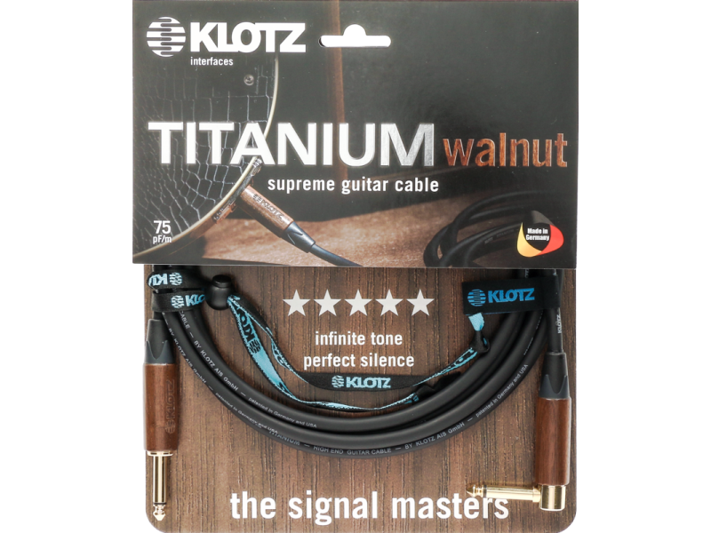Klotz Titanium acoustic Cable 6m  Jack 2p - Jack 2p. angled gold