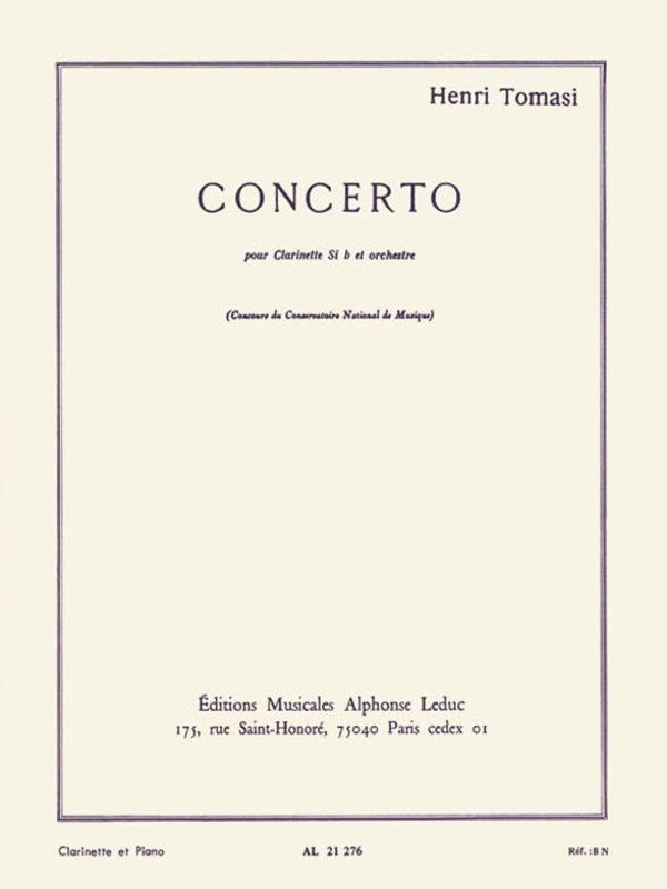 Tomasi - Concerto for Clarinet/Piano
