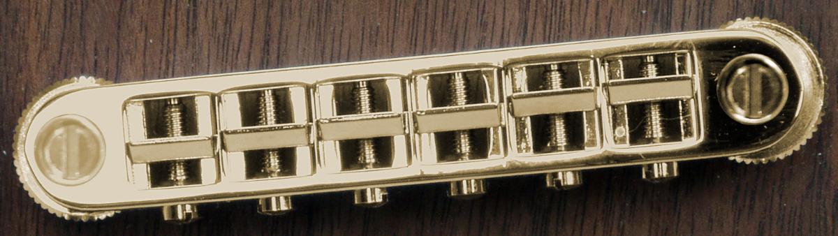 TonePros Tune-O-Matic Bridge Metric (Large Posts/Notched Saddles) Satin Gold