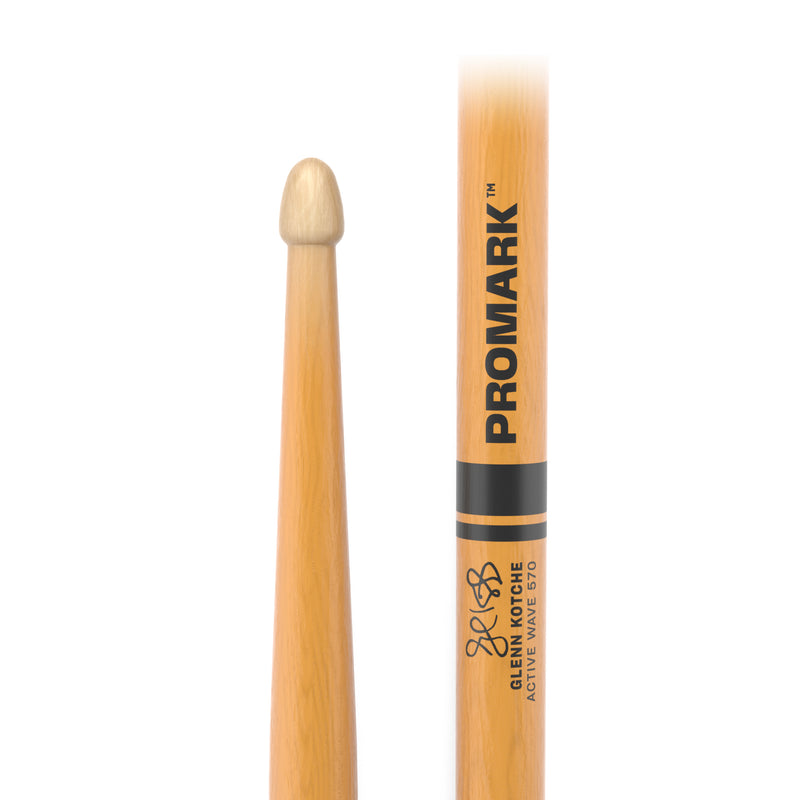 ProMark Glenn Kotche Active Wave ActiveGrip Clear Hickory Drumstick, Wood Tip