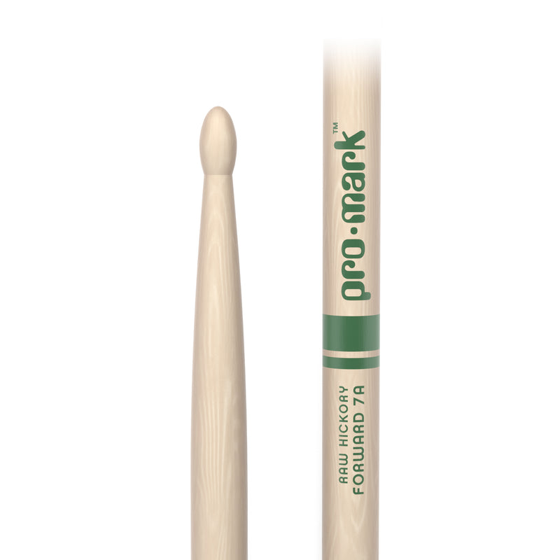 ProMark Classic Forward 7A Raw Hickory Drumstick, Oval Wood Tip
