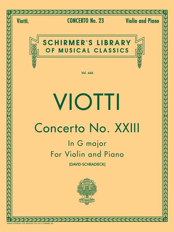 Viotti - Concerto No 23 G Major Violin/Piano