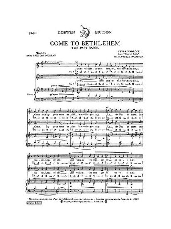 Warlock Come to Bethlehem 2Pt