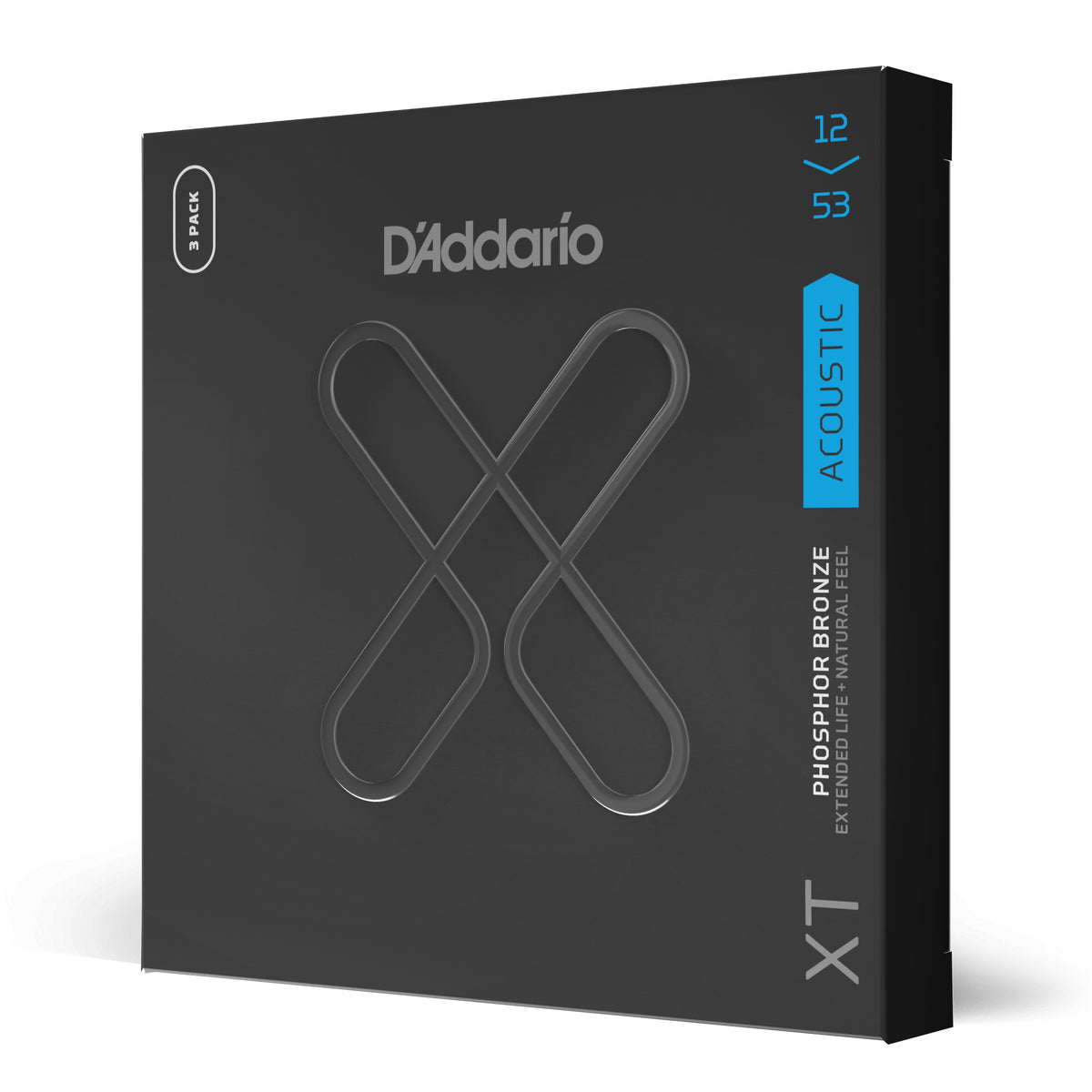D'Addario XTAPB1253 XT Phosphor Bronze Acoustic Guitar Strings, Light, 12-53, 3 Sets