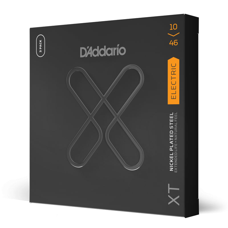 D'Addario XTE1046 XT Electric Nickel Plated Steel, Regular Light, 10-46, 3 Sets