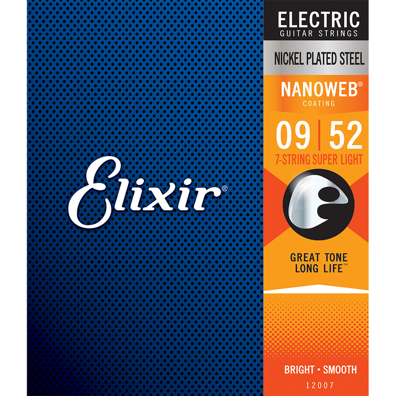 Elixir 12007 Nanoweb 7-String Electric  Super Light 9-52