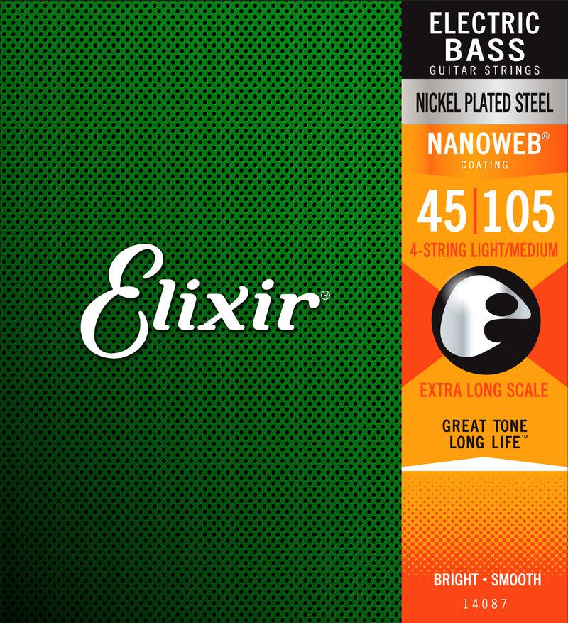 Elixir 14087 Nanoweb Bass  Medium XLong 45-105