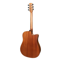 Martinez 'Natural Series' Left Handed Solid Mahogany Top Acoustic-Electric Dreadnought Cutaway Guitar (Open Pore)