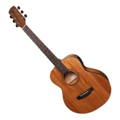 Martinez 'Natural Series' Left Handed Solid Mahogany Top Mini Short Scale Acoustic-Electric Guitar (Open Pore)