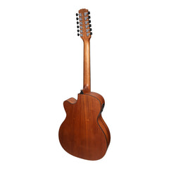 Martinez 'Natural Series' Solid Mahogany Top 12-String Acoustic-Electric Small Body Cutaway Guitar (Open Pore)