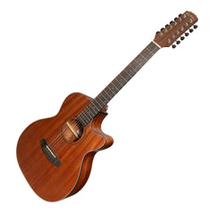 Martinez 'Natural Series' Solid Mahogany Top 12-String Acoustic-Electric Small Body Cutaway Guitar (Open Pore)