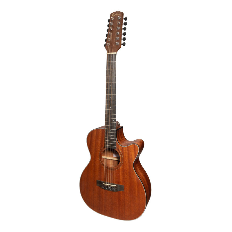 Martinez 'Natural Series' Solid Mahogany Top 12-String Acoustic-Electric Small Body Cutaway Guitar (Open Pore)