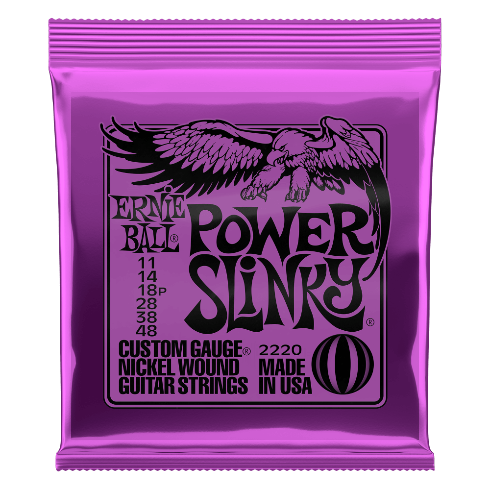 12 x Ernie Ball Electric Guitar Strings Set 11/48 Power Slinky Purple