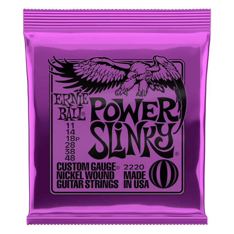 12 x Ernie Ball Electric Guitar Strings Set 11/48 Power Slinky Purple