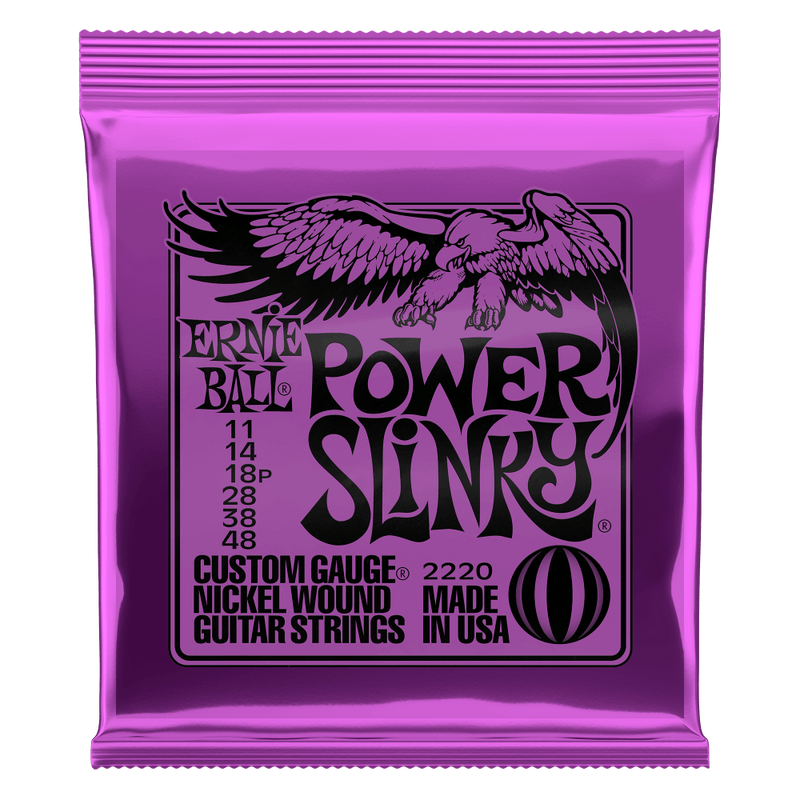 2 x Ernie Ball Electric Guitar Strings Set 11/48 Power Slinky Purple