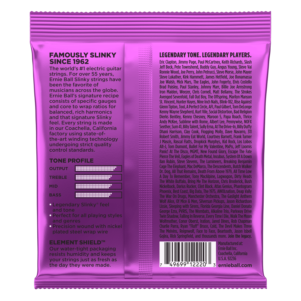 10 x Ernie Ball Electric Guitar Strings Set 11/48 Power Slinky Purple
