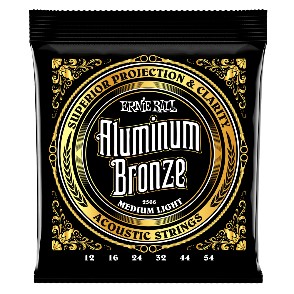 6 x Ernie Ball Medium Light Aluminum Bronze Acoustic Guitar Strings, 12-54 Gauge
