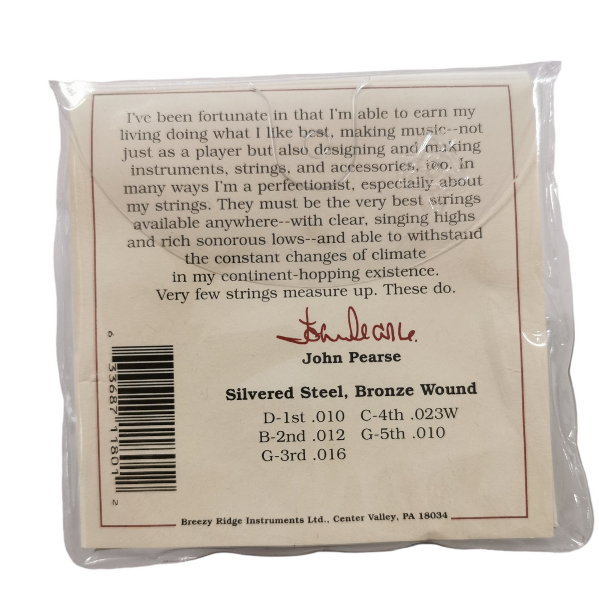 John Pearse Banjo Strings 10 / 23  Nickel Wound