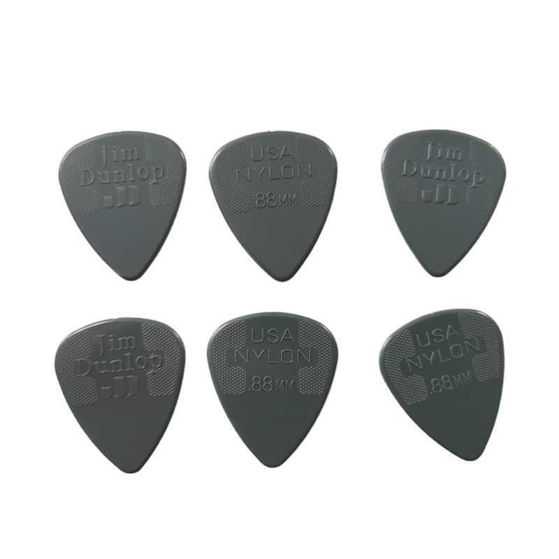 6 x Dunlop Nylon Standard Guitar Picks .88mm