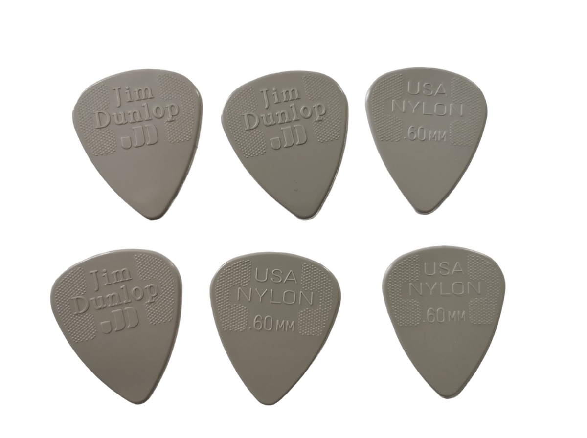 6 x Dunlop Nylon Standard Guitar Picks 0.60mm