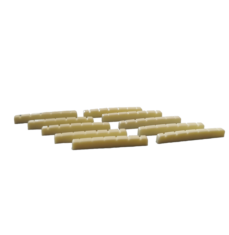 10 x Strat Style Flat Bottom Fingerboard Nut - Ivory - Made in South Korea