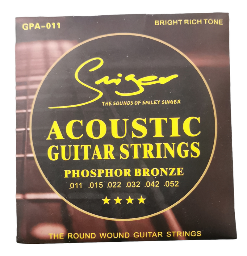 Acoustic Guitar Strings 11/52 w/ 3 Free Picks and Pin Puller