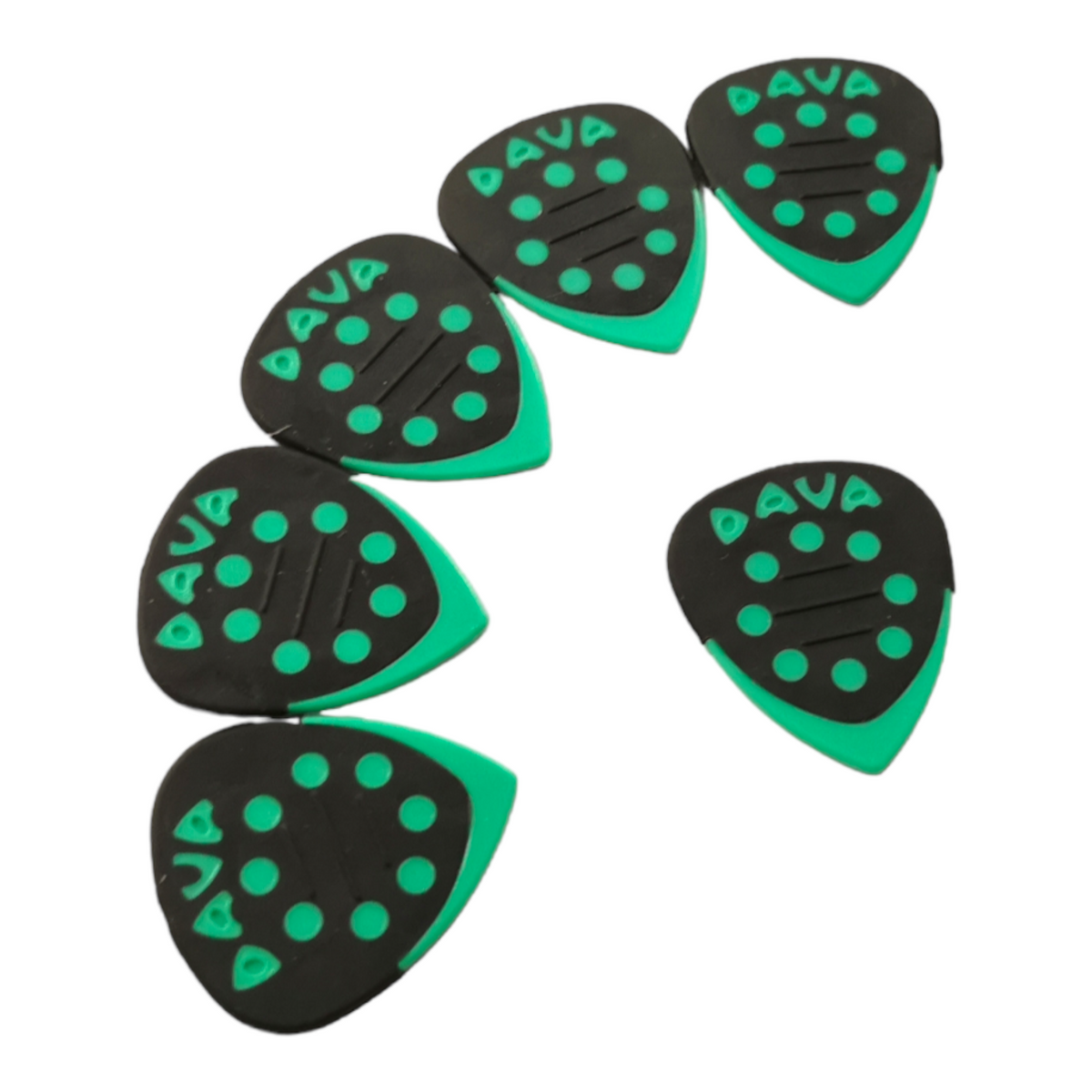 6 x Dava Guitar Picks Delrin Grip Tips in Green