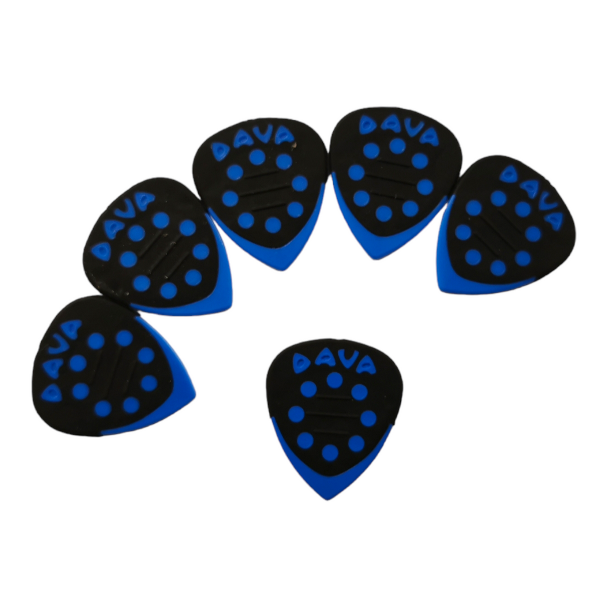 6 x Dava Guitar Picks Delrin Grip Tips in Blue