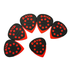 6 x Dava Guitar Picks Delrin Grip Tips in Red