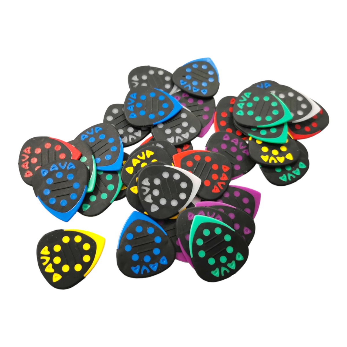 36 x Dava Guitar Picks Delrin Grip Tips - 6 of Each Colour
