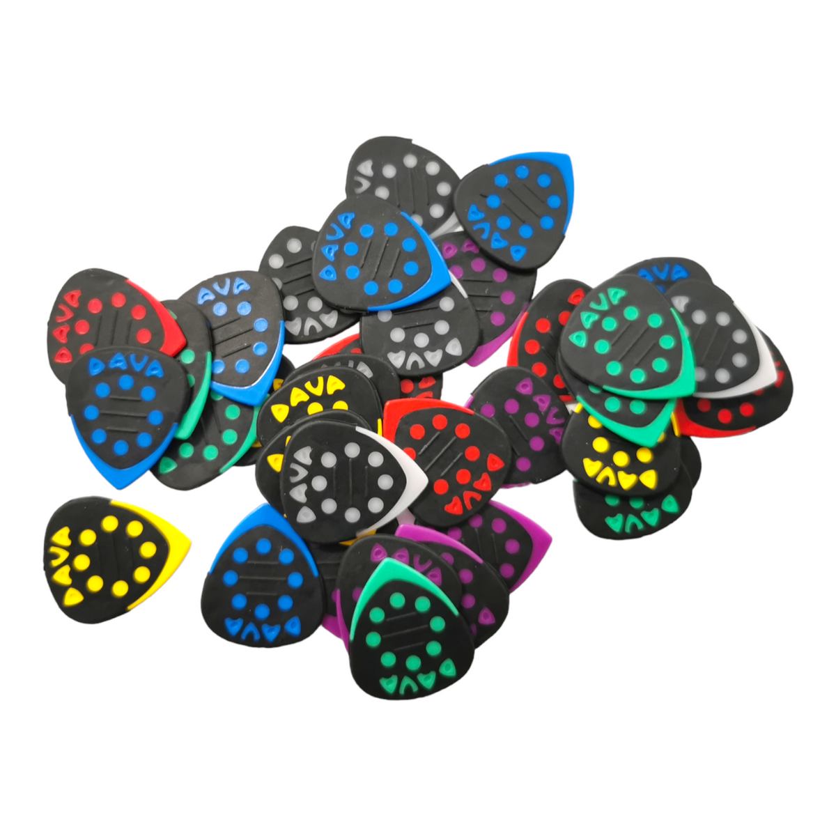 36 x Dava Guitar Picks Delrin Grip Tips - 6 of Each Colour
