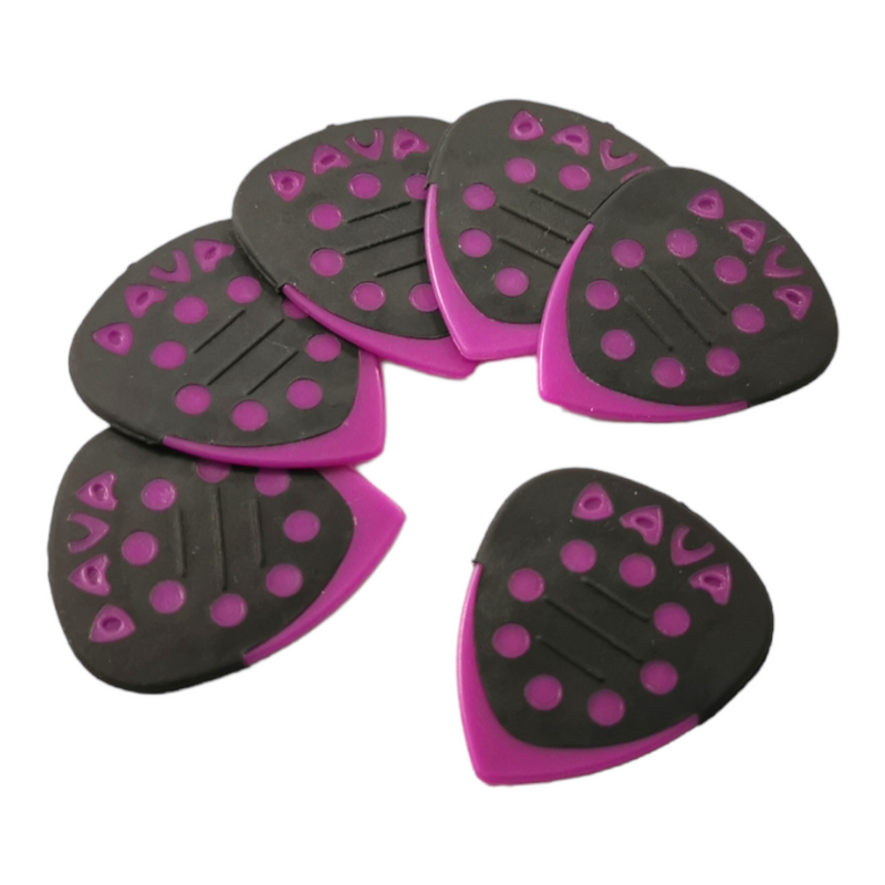 6 x Dava Guitar Picks Delrin Grip Tips in Purple