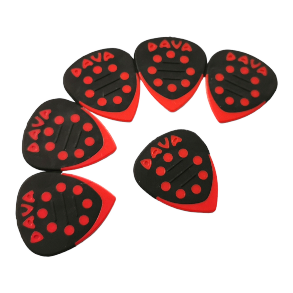 6 x Dava Guitar Picks Delrin Grip Tips in Red