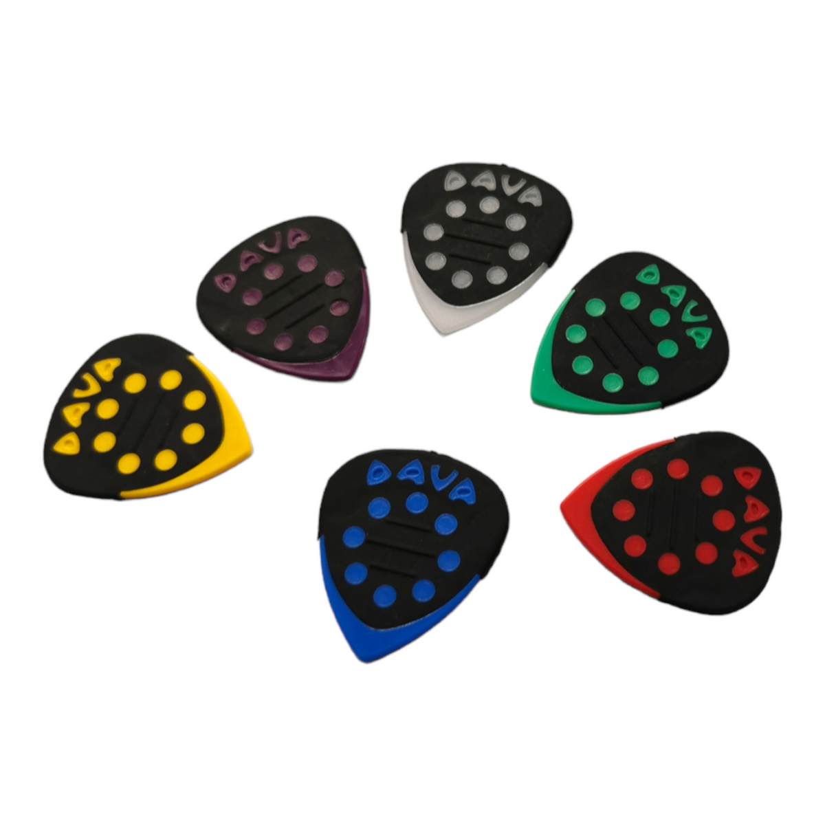 36 x Dava Guitar Picks Delrin Grip Tips - 6 of Each Colour