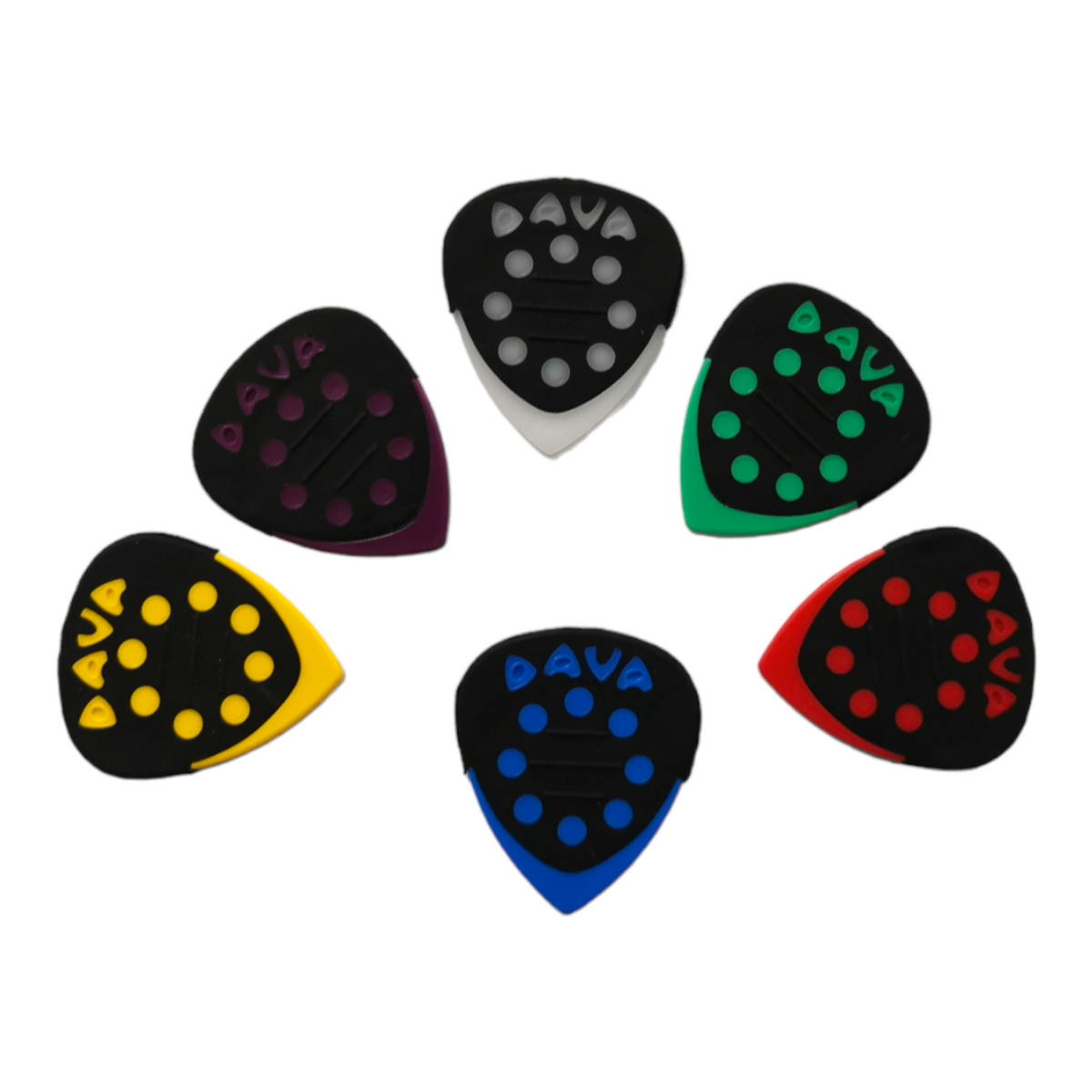 36 x Dava Guitar Picks Delrin Grip Tips - 6 of Each Colour