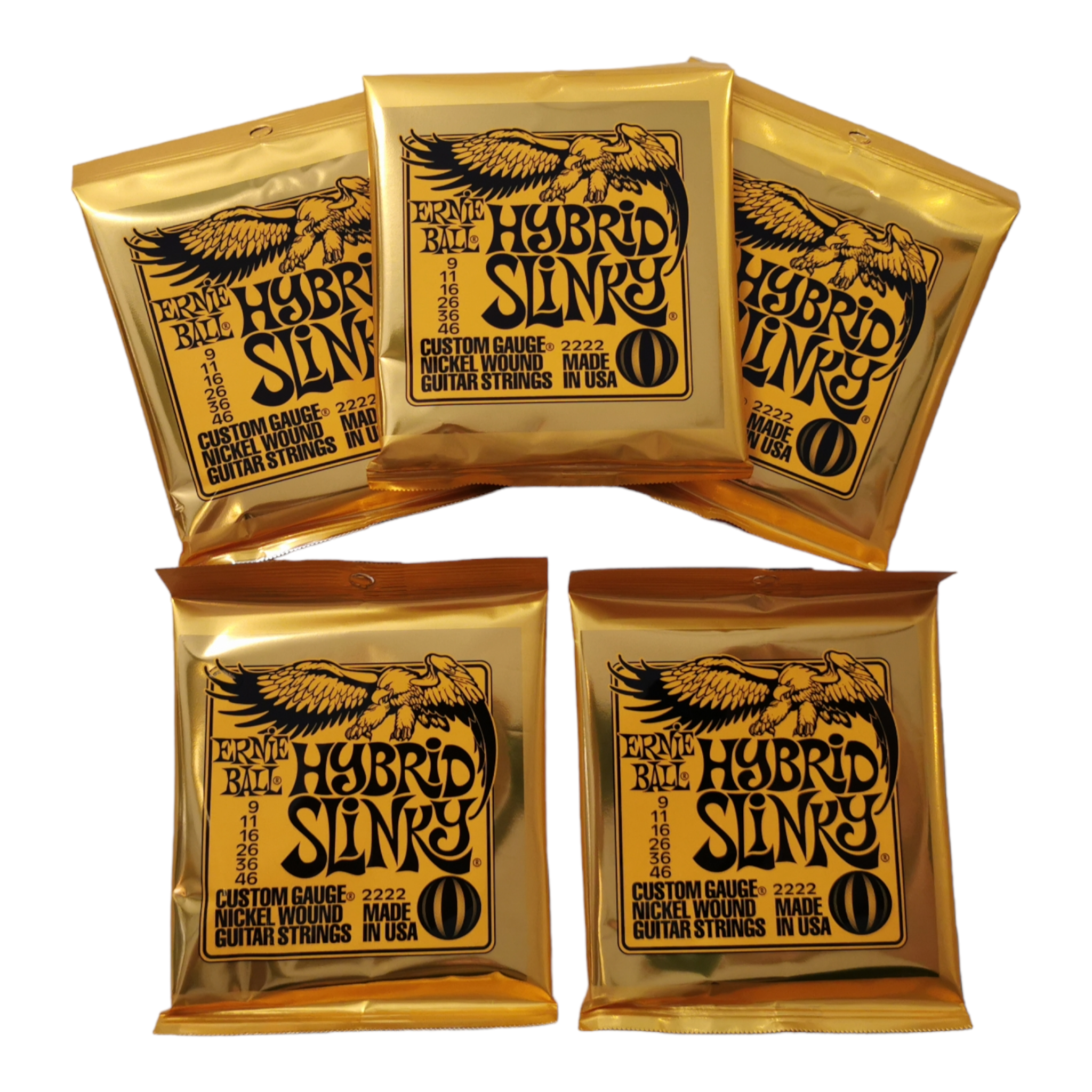 5 x Ernie Ball Hybrid Slinky Nickel Wound Electric Guitar Strings