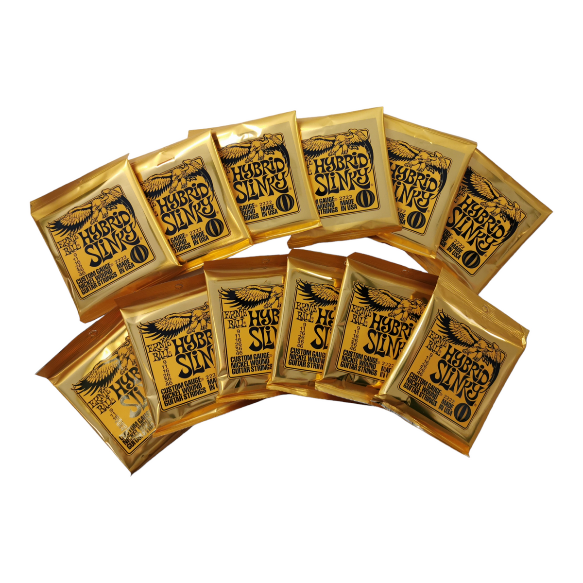 12 x Ernie Ball Hybrid Slinky Nickel Wound Electric Guitar Strings, 9-46 Gauge