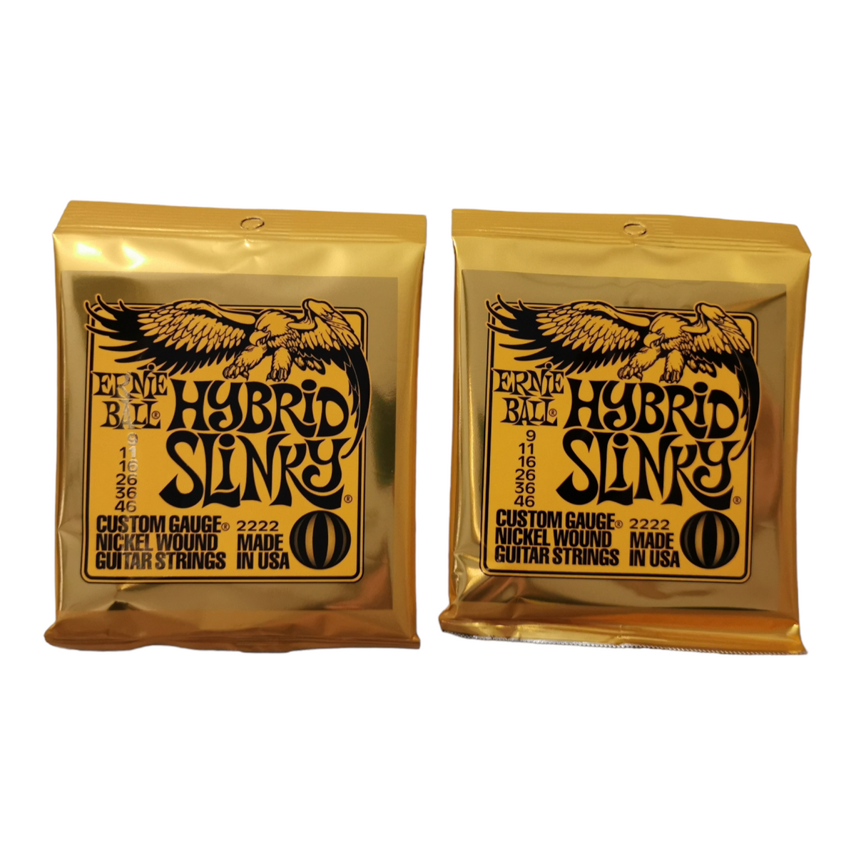 2 x Ernie Ball Hybrid Slinky Nickel Wound Electric Guitar Strings, 9-46 Gauge