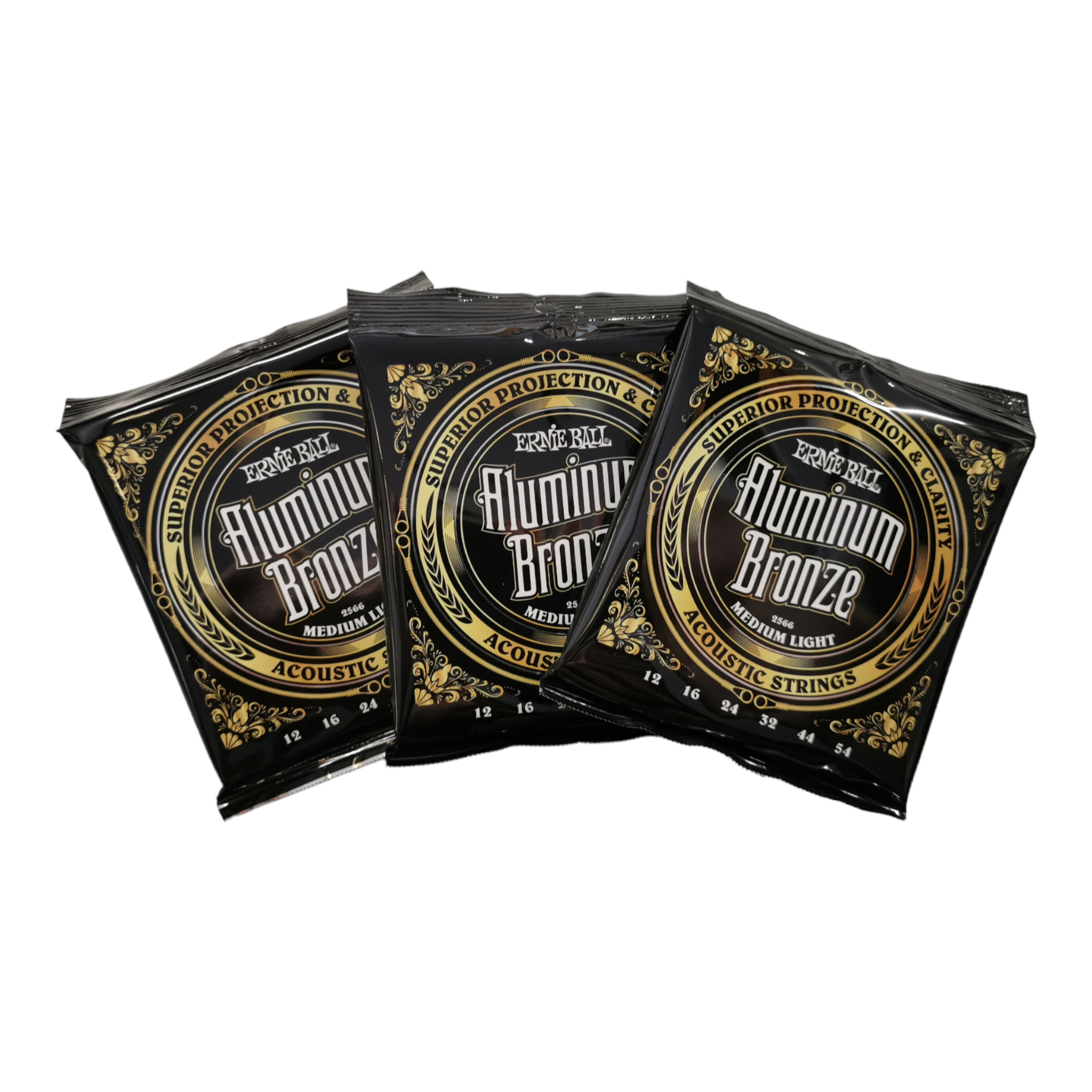 3 x Ernie Ball Medium Light Aluminum Bronze Acoustic Guitar