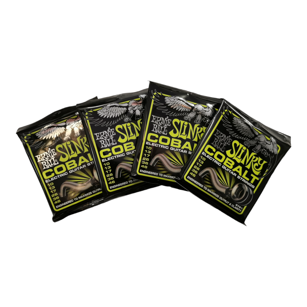 4 x Ernie Ball Regular Slinky Cobalt Electric Guitar Strings, 10-46 gauge